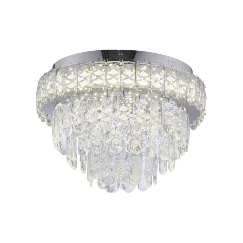JUST LIGHT.-KULUNKA Φωτιστικό Οροφής LED, Χρώμιο με Κρύσταλλο, 4000K