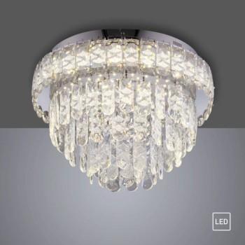 JUST LIGHT.-KULUNKA Φωτιστικό Οροφής LED, Χρώμιο με Κρύσταλλο, 4000K