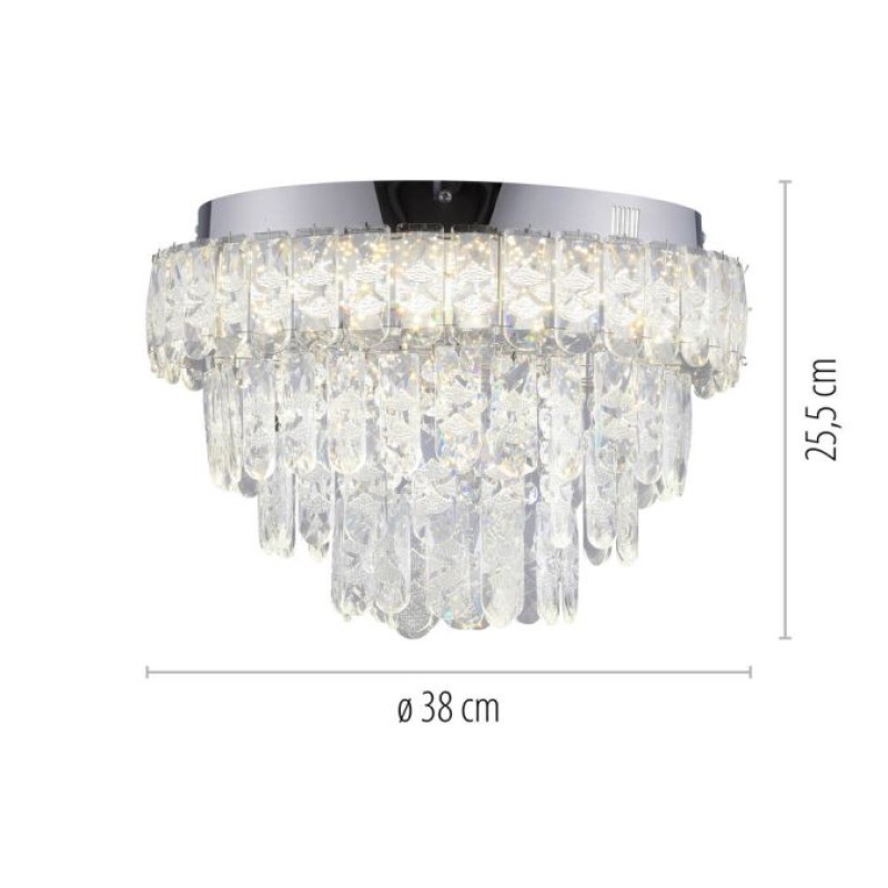 JUST LIGHT.-KULUNKA Φωτιστικό Οροφής LED, Χρώμιο με Κρύσταλλο, 4000K