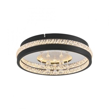JUST LIGHT.-HANNI Φωτιστικό Οροφής LED, Μαύρο με Κρυστάλλινα Στοιχεία, 3000K ΚΩΔ.-SL15217-18
