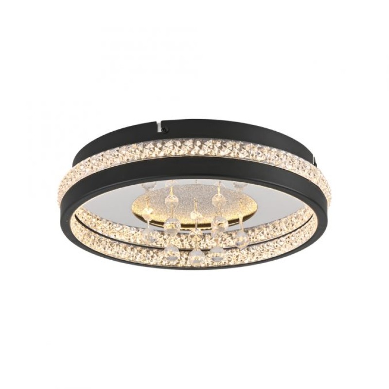 JUST LIGHT.-HANNI Φωτιστικό Οροφής LED, Μαύρο με Κρυστάλλινα Στοιχεία, 3000K ΚΩΔ.-SL15217-18