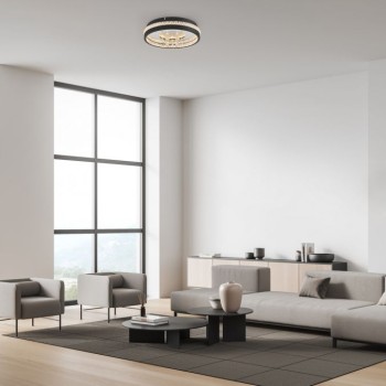 JUST LIGHT.-HANNI Φωτιστικό Οροφής LED, Μαύρο με Κρυστάλλινα Στοιχεία, 3000K ΚΩΔ.-SL15217-18