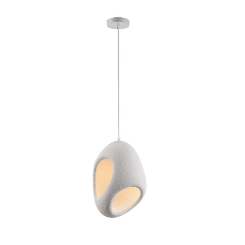JUST LIGHT.-ARTONI Κρεμαστό Φωτιστικό E27, 15W, Λευκό, Όψη Πέτρας