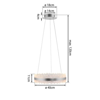 JUST LIGHT.-OPHELIA Κρεμαστό Φωτιστικό LED, Αλουμίνιο με Κρυστάλλινο Στεφάνι, 3000K