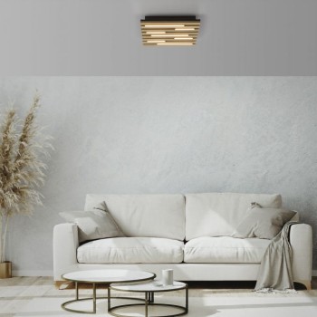 JUST LIGHT.-AKUSTIK Φωτιστικό Οροφής LED, Τετράγωνο με Ξύλο Δρυός & Ακουστικό Πάνελ, 3000K ΚΩΔ.-SL15590-79