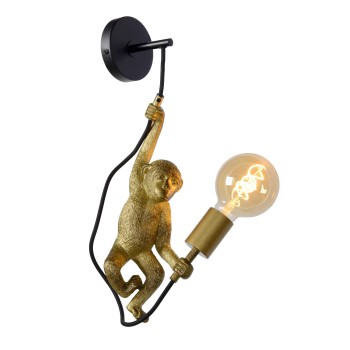 Lucide - EXTRAVAGANZA CHIMP Επιτοίχιο Φωτιστικό Ε27, Μαύρο Ματ-Χρυσό