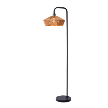 Lucide - YUNKAI Φωτιστικό Δαπέδου Ε27, Ξύλο Φυσικό χρώμα-Μαύρο Ματ