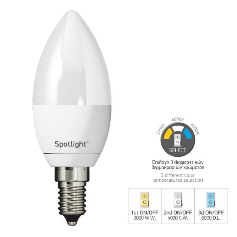 Spotlight - ΛΑΜΠΤΗΡAΣ LED E14 SWITCH TEMP 5W 
