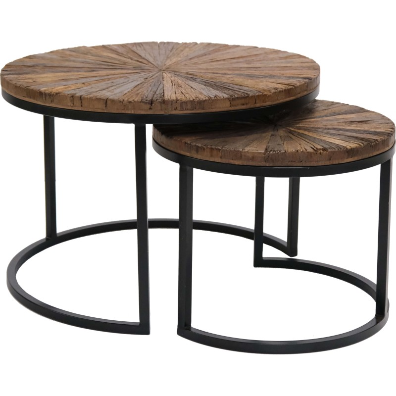 Trademark - Luc Ρουστίκ τραπεζάκι σαλονιού - σετ 2 τμχ Υ:49 cm x Π:70 cm x Β:70 cm