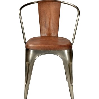 Trademark - LIVING Καρέκλα - γυαλιστερή με δέρμα Υ:80 x Π:54 x Β: 47 εκ