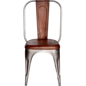 Trademark - LIVING καρέκλα ψηλή πλάτη - γυαλιστερή με δέρμα Υ:95 x Π:41 x Β:50 cm
