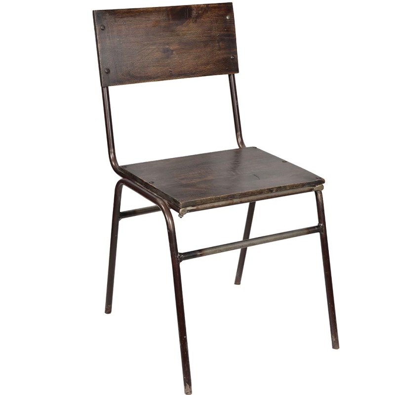 Trademark - Fresco καρέκλα από σκούρο ξύλο και σίδερο Υ:86 x Π:46 x Β:43cm