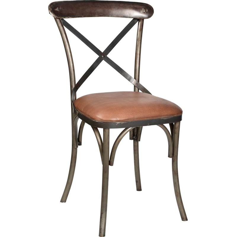 Trademark - Bistro καρέκλα τραπεζαρίας με δερμάτινο κάθισμα Υ:90 x Π:51 x Β:45 cm