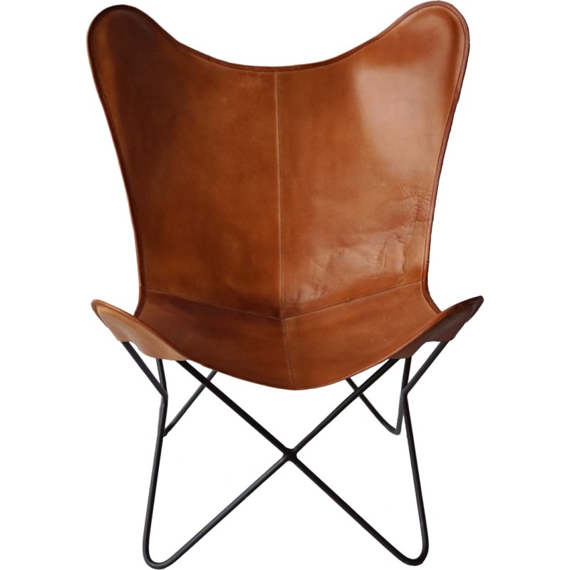 Trademark - Bohemian πολυθρόνα με χοντρό δέρμα - καφέ Υ:90 cm x Π:74 cm x Β:70 cm