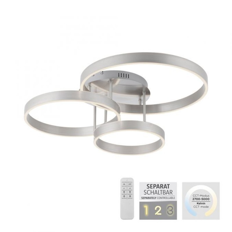 JUST LIGHT.-LILLUTI Φωτιστικό οροφής LED ασημένιο ΚΩΔ.-SL15157-55