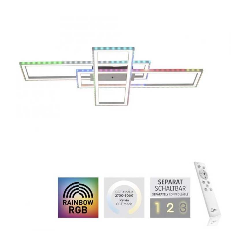 JUST LIGHT.-Felix60 Φωτιστικό οροφής LED RGB ασημί ΚΩΔ.-SL14637-55