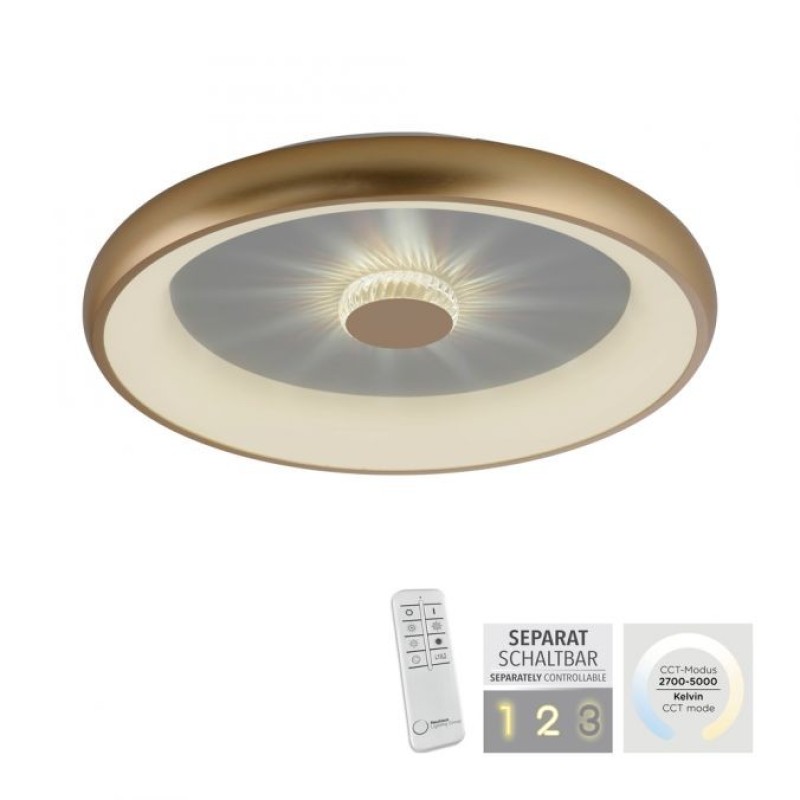 JUST LIGHT.-VERTIGO Φωτιστικό οροφής LED ματ χρυσό ΚΩΔ.-SL14386-60