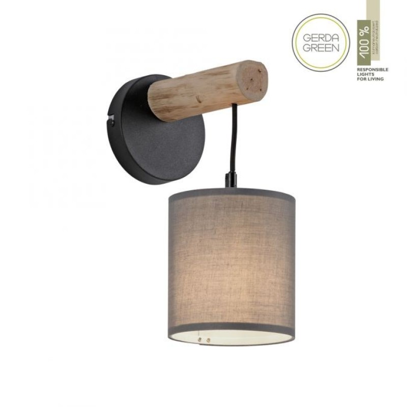 JUST LIGHT.-Green Tribu Φωτιστικό τοίχου Ε27 με γκρι αμπαζούρ ΚΩΔ.-SL15781-29