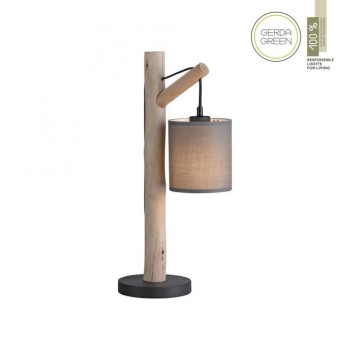 JUST LIGHT.-Green Tribu Επιτραπέζιο φωτιστικό Ε27 από ξύλο με γκρι αμπαζούρ ΚΩΔ.-SL15784-29
