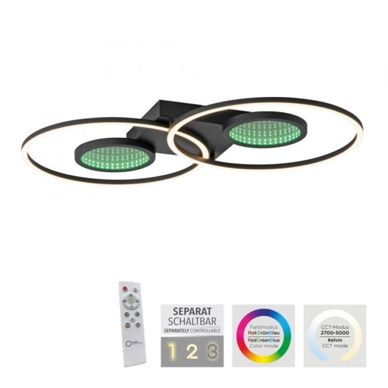 JUST LIGHT.-TUNEL Φωτισμού οροφής LED RGB μαύρο ΚΩΔ.-SL15160-18