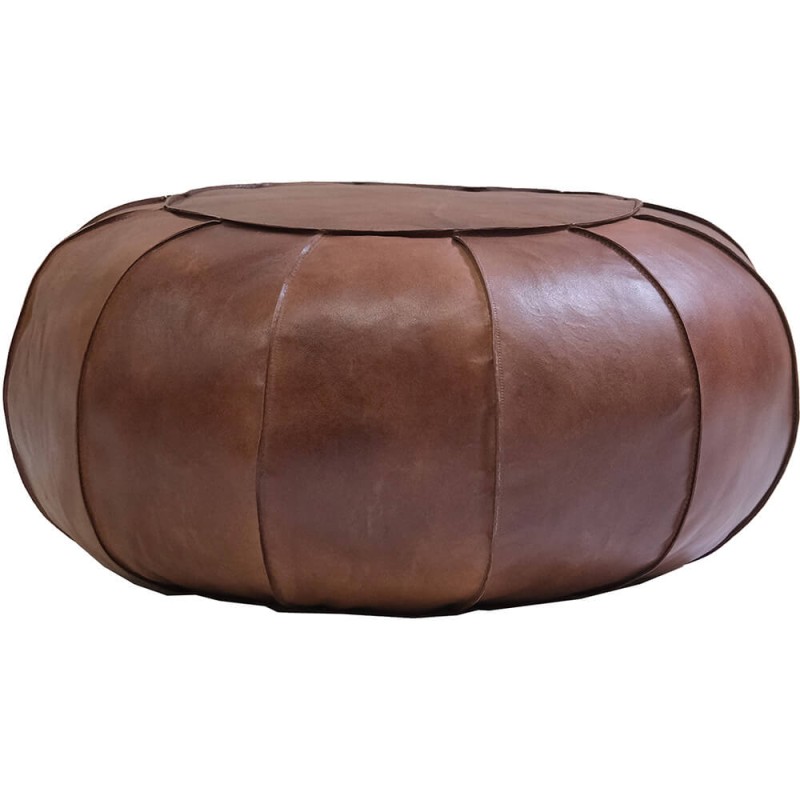 Trademark - Alfredo Στρογγυλό δερμάτινο πουφ - καφέ αντίκα Υ:27 cm x Π:60 cm x Β:60 cm