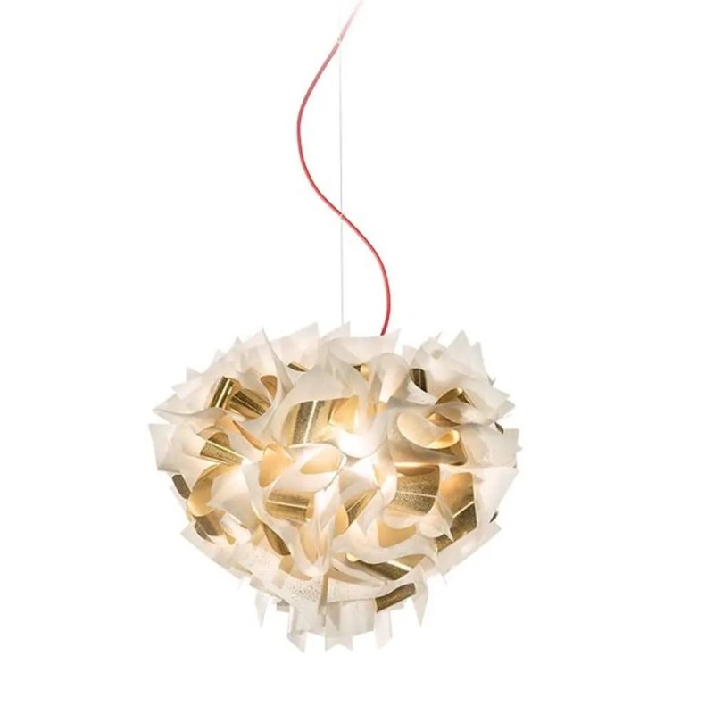 SLAMP-Veli Aurea Medium Κρεμαστό φωτιστικό 2 X 12W E27 με Κόκκινο Καλώδιο White-Gold ΚΩΔ.-SL0802