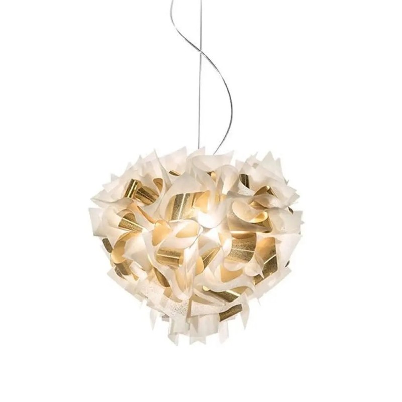 SLAMP-Veli Aurea Medium Κρεμαστό φωτιστικό 2 X 12W E27 με Διάφανο Καλώδιο White-Gold ΚΩΔ.-SL0803