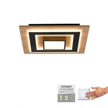 JUST LIGHT.-TOLA Φωτιστικό οροφής LED μαύρο με ξύλινη διακόσμηση ΚΩΔ.-SL14563-18