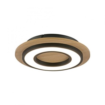 JUST LIGHT.-TOLA Φωτιστικό οροφής LED μαύρο με ξύλινη διακόσμηση ΚΩΔ.-SL14560-18