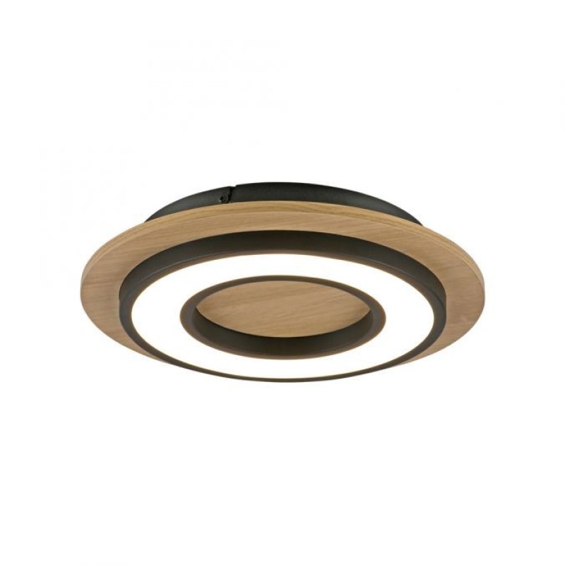 JUST LIGHT.-TOLA Φωτιστικό οροφής LED μαύρο με ξύλινη διακόσμηση ΚΩΔ.-SL14560-18