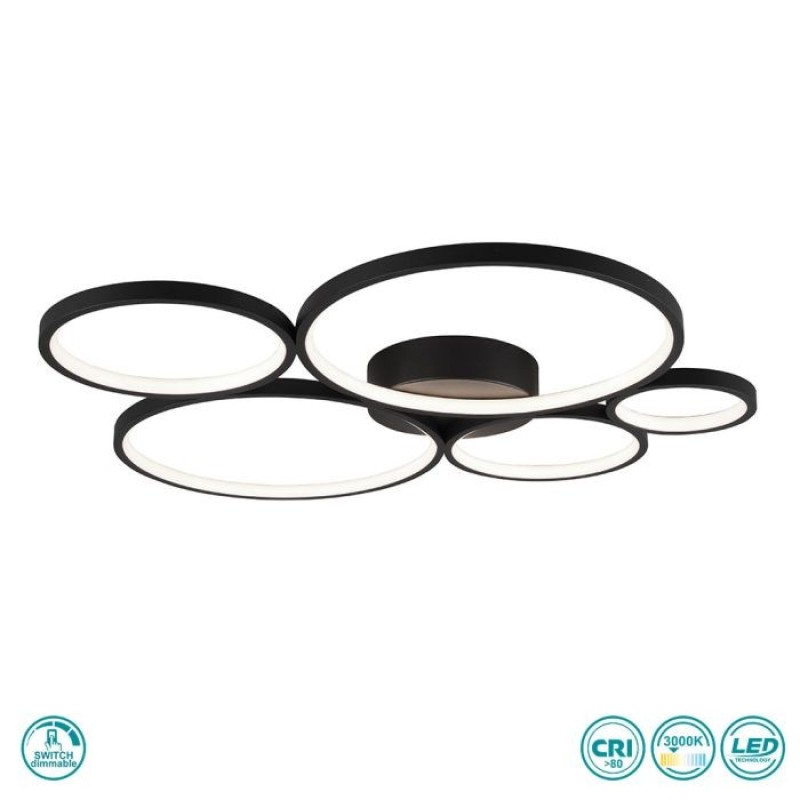 TRIO LIGHTING - Rondo Φωτιστικό οροφής LED Μαύρο Ματ ΚΩΔ.-622610532