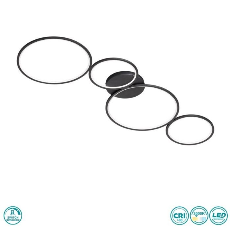 TRIO LIGHTING - Rondo Φωτιστικό οροφής LED Μαύρο Ματ ΚΩΔ.-622610432