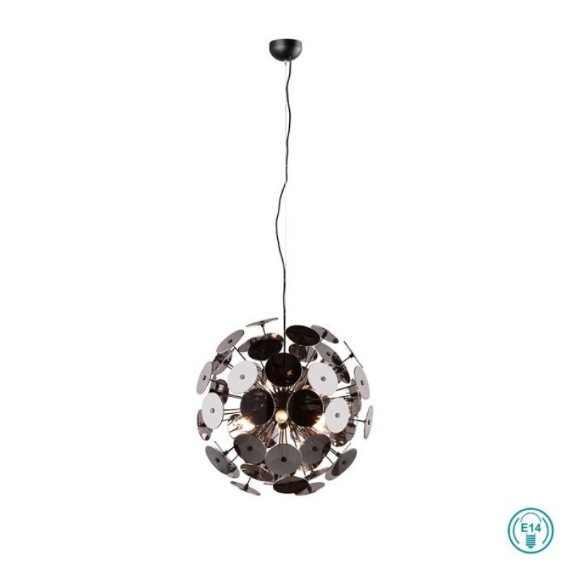 TRIO LIGHTING - Discalgo Κρεμαστό φωτιστικό 6xE14 Μαύρο Ματ με Χρώμιο Γυαλί ΚΩΔ.-309900657