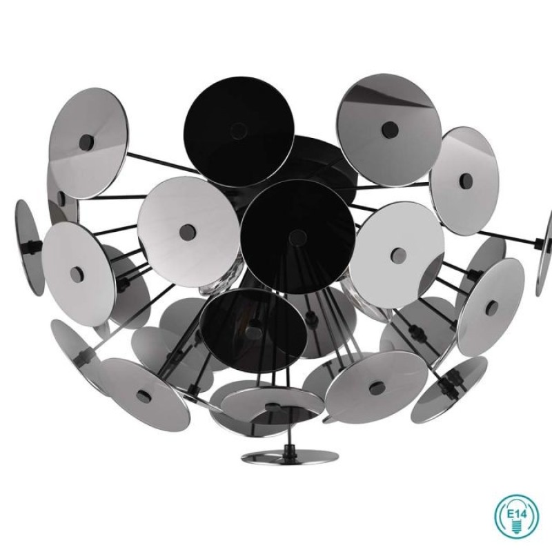 TRIO LIGHTING - Discalgo Φωτιστικό οροφής 3xE14 Μαύρο Ματ με Χρώμιο Γυαλί ΚΩΔ.-609900357