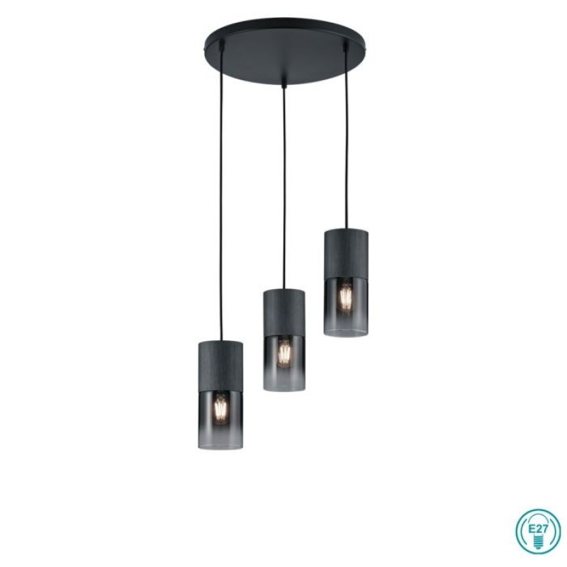 TRIO LIGHTING - Robin Κρεμαστό φωτιστικό 3xE27 Μαύρο-Φιμέ ΚΩΔ.-310630332