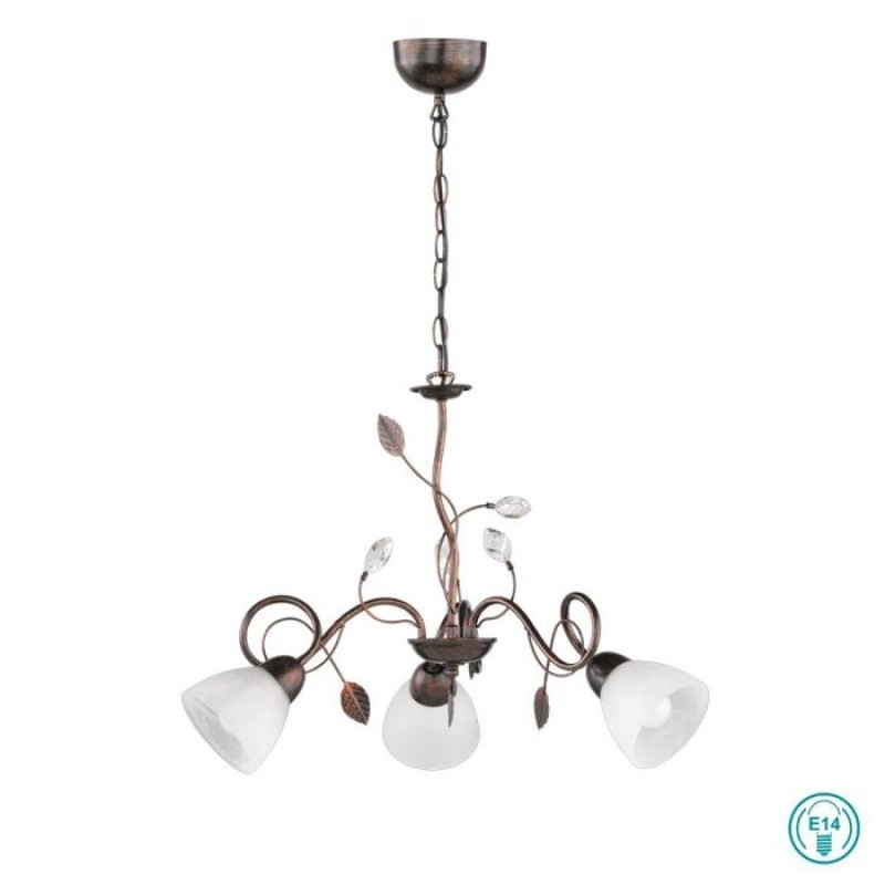 TRIO LIGHTING - Traditio Κρεμαστό φωτιστικό 3xE14 Πατίνα Χαλκός ΚΩΔ.-110700328