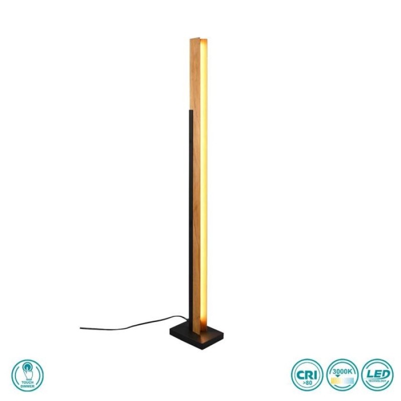 TRIO LIGHTING - Kerala Φωτιστικό δαπέδου LED Μαύρο Ματ - Ξύλο ΚΩΔ.-441610132