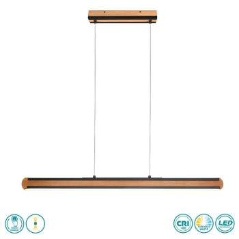 TRIO LIGHTING - Deacon Κρεμαστό φωτιστικό LED Μαύρο Ματ με Ξύλο ΚΩΔ.-326610232