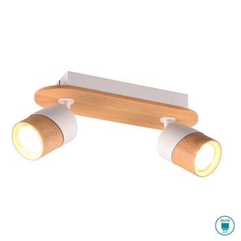 TRIO LIGHTING - Aruni Φωτιστικό οροφής 2xGU10 Ξύλο - Λευκό Ματ ΚΩΔ.-801100231