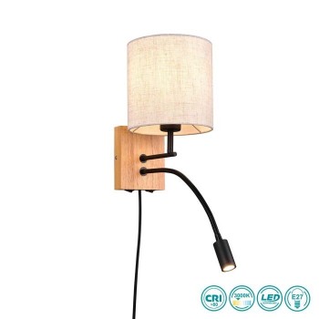 TRIO LIGHTING - Nilam Επιτοίχιο φωτιστικό 1xE27 & LED Λευκό-Μπεζ Αμπαζούρ ΚΩΔ.-212879236
