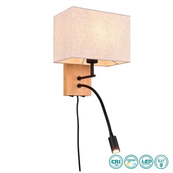 TRIO LIGHTING - Nilam Επιτοίχιο φωτιστικό1xE27 & LED Λευκό-Μπεζ Αμπαζούρ ΚΩΔ.-212870236