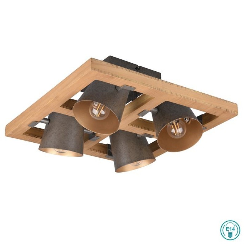 TRIO LIGHTING - Bell Φωτιστικό οροφής 4xE14 Νίκελ Αντικέ ΚΩΔ.-601900467