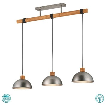TRIO LIGHTING - Delhi Κρεμαστό φωτιστικό 3xE27 Νίκελ Αντικέ ΚΩΔ.-303400367