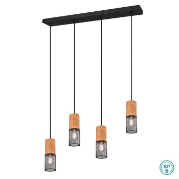 TRIO LIGHTING - Tosh Κρεμαστό φωτιστικό 4xE27 Ξύλο - Μαύρο Ματ ΚΩΔ.-304300432