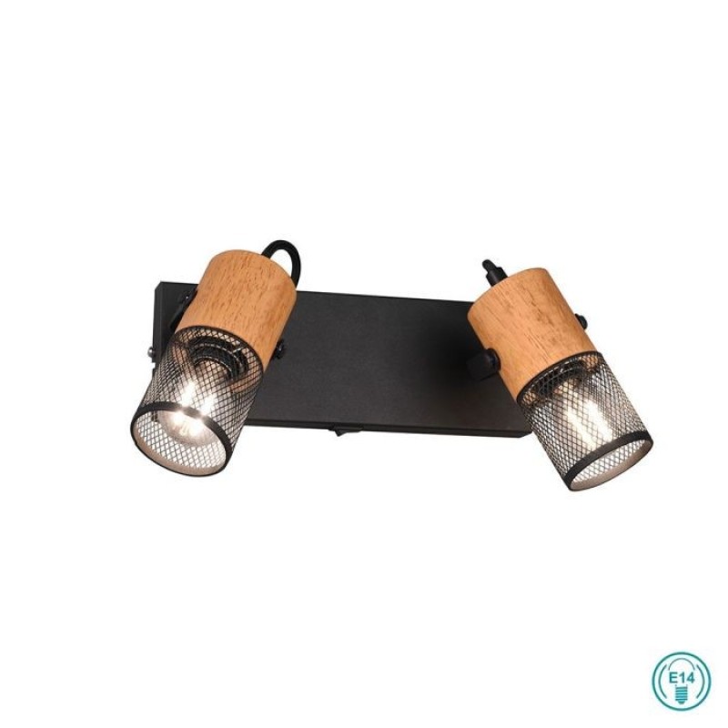 TRIO LIGHTING - Tosh Φωτιστικό οροφής 2xE14 Ξύλο - Μαύρο Ματ ΚΩΔ.-804370232