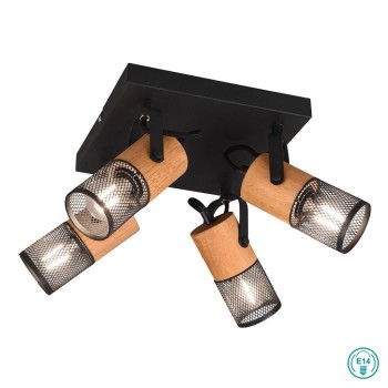 TRIO LIGHTING - Tosh Φωτιστικό οροφής 4xE14 Ξύλο - Μαύρο Ματ ΚΩΔ.-804300432