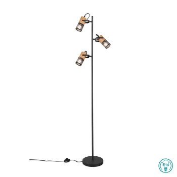 TRIO LIGHTING - Tosh Φωτιστικό δαπέδου 3xE14 Ξύλο - Μαύρο Ματ ΚΩΔ.-404300332