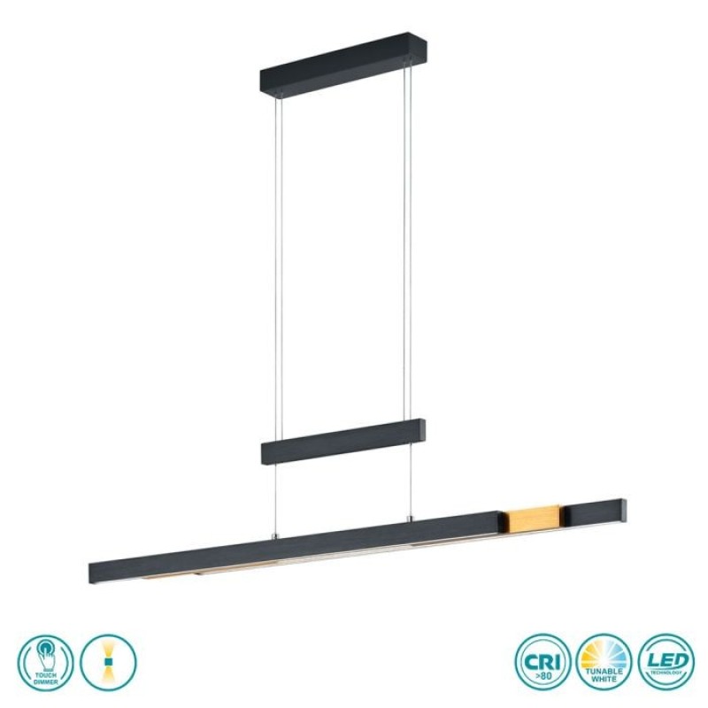 TRIO LIGHTING - Trajan Κρεμαστό φωτιστικό LED Μαύρο Ματ-Οξυντέ ΚΩΔ.-375310502
