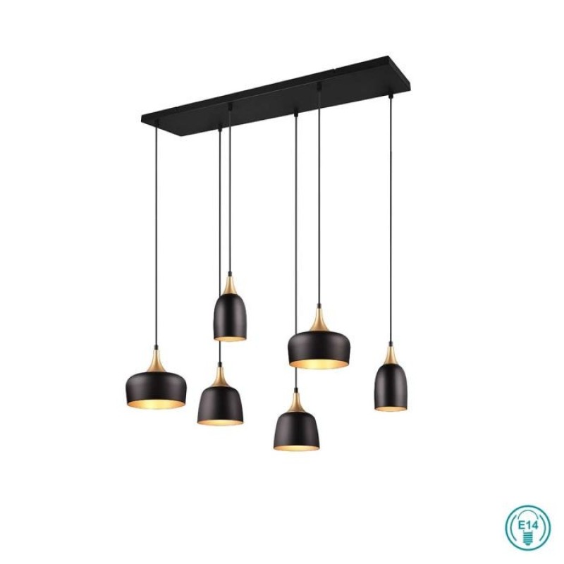 TRIO LIGHTING - Chiraz Κρεμαστό φωτιστικό 6xE27 Μαύρο Ματ με Χρυσό Ματ ΚΩΔ.-310500632