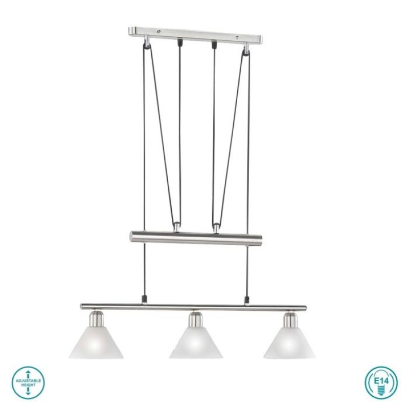 TRIO LIGHTING - Stamina Κρεμαστό φωτιστικό 3xE14 Νίκελ Ματ ΚΩΔ.-3751031-07